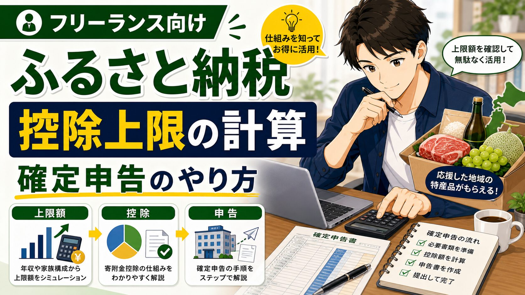 フリーランスのふるさと納税｜控除上限の計算方法と確定申告のやり方