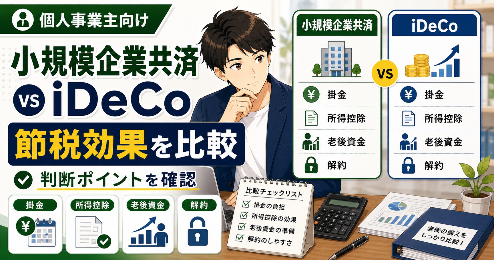 小規模企業共済とiDeCo｜節税効果を徹底比較