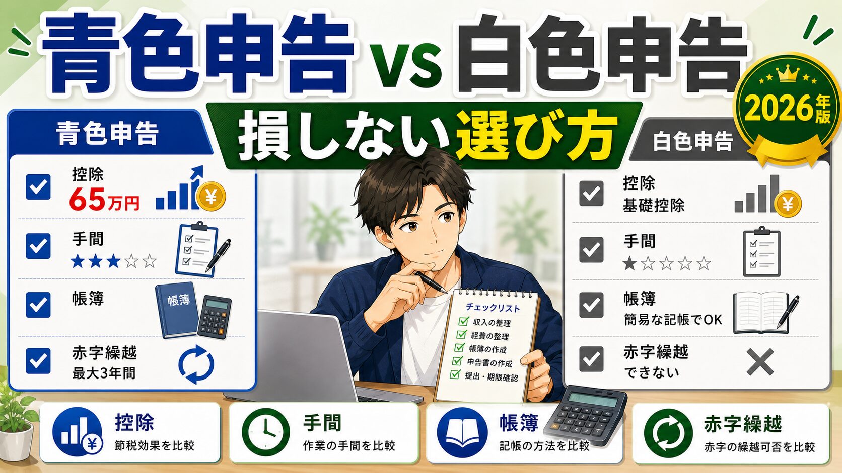 青色申告と白色申告｜損しない選び方2026